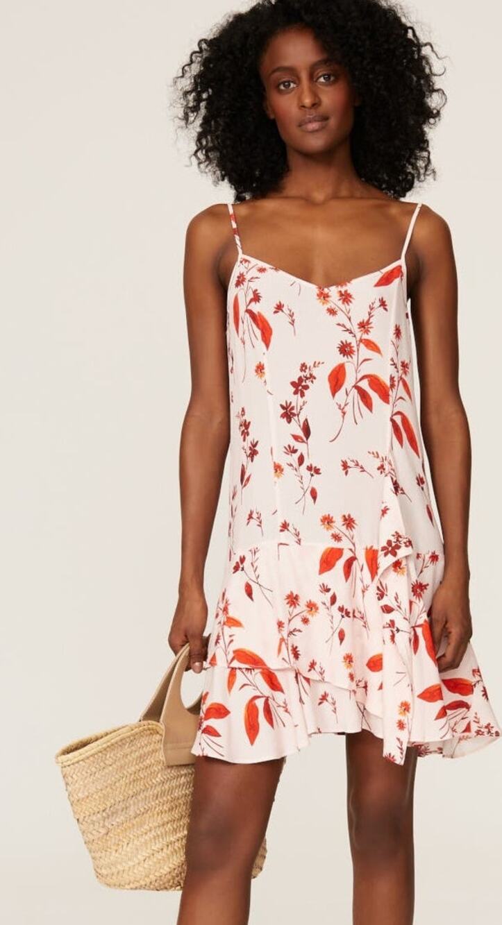 Thakoon Leaf Dress Crepe Mini Tank V Neck Pink Size 4
